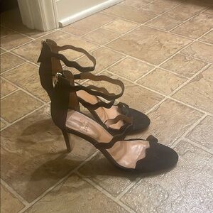 Black Stiletto Heels with Strappy Design